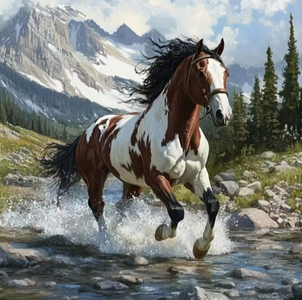 Diamond Painting Pferd im Wasser